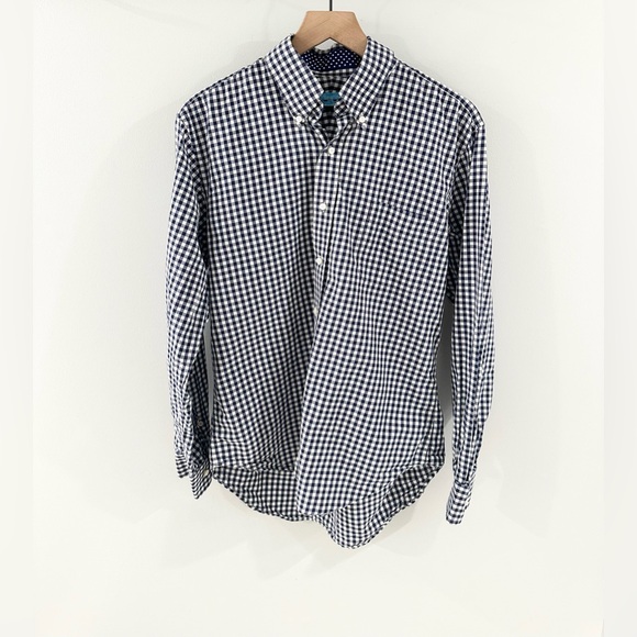 J. McLaughlin Men’s Gingham Slim Fit Shirt Blue Size Medium - Picture 3 of 7
